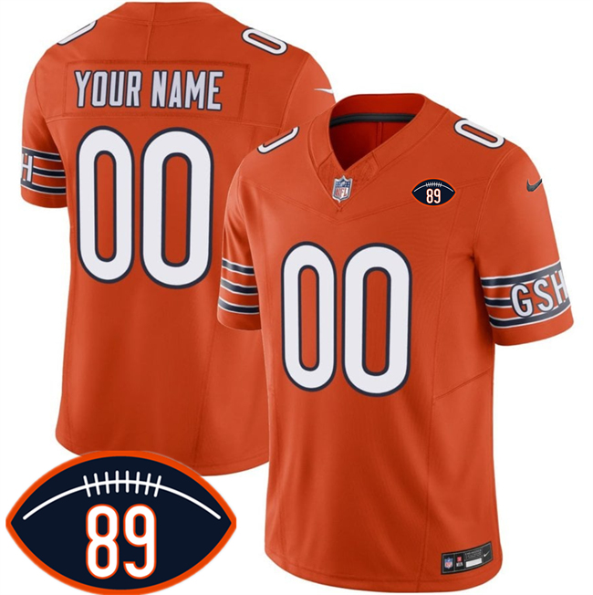 Men's Orange Chicago Bears Active Player Custom 2026 With Mike Ditka 89 Patch F.U.S.E. With VMH Patch Vapor Untouchable Limited Stitched Football Jersey